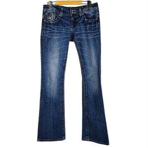 Miss Me JP6053B Low Rise Boot Cut Sequin Embellished Flap Pocket Jeans Size 28